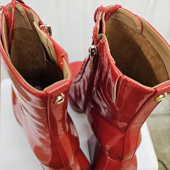 Hot Rod Summer NWT 8.5 Circus by Sam Edelman Kia Red Patent Boots - Picture 3 of 6